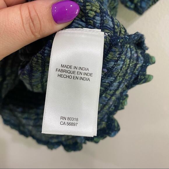 Lucky Brand Smocked Short Sleeve Square Neck Puff Sleeve Top Boho Chic Sz L NWT - Picture 10 of 10